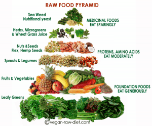 Dieta vegetariana y vegana equilibrada. Pirámide dieta crudivegana