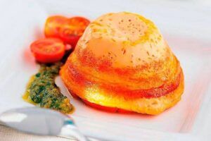 Portada cocinar con microondas, flan de tomate