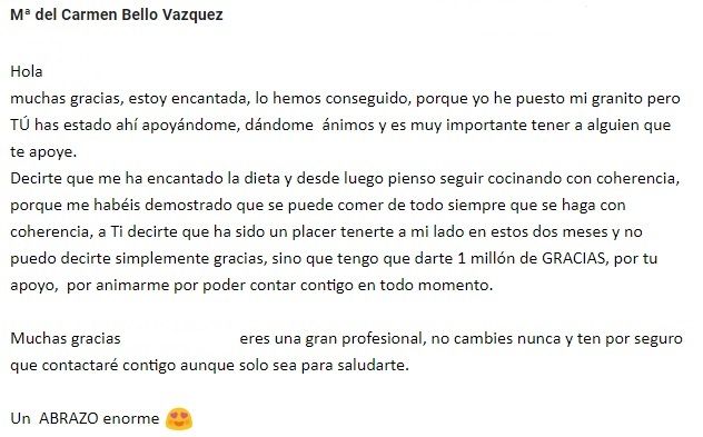 Siéntete bien con tu cuerpo. Testimomio María Carmen Bello