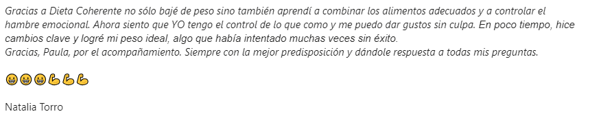 Siéntete bien con tu cuerpo. Testimomio Natalia